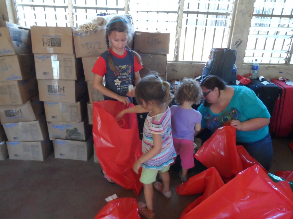 Emma, Paige, Riley and Katie working hard.